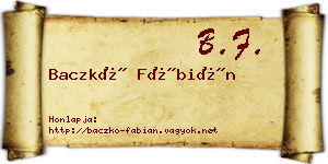 Baczkó Fábián névjegykártya